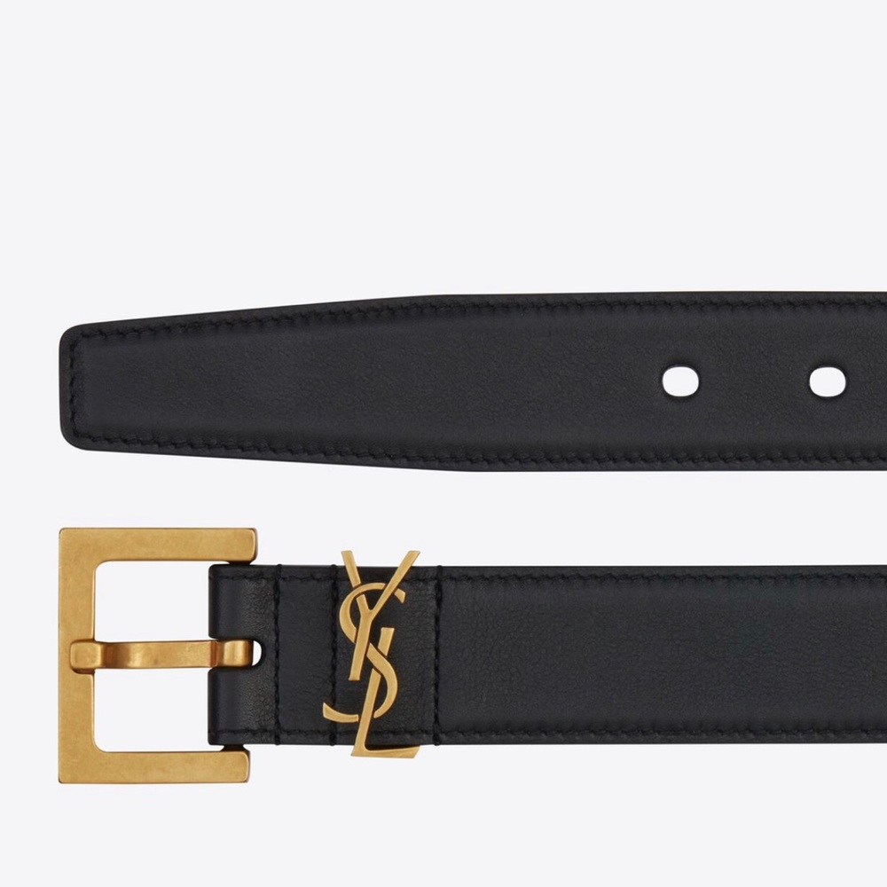 MONOGRAM BELT WITH SQUARE BUCKLE IN SMOOTH LEATHER